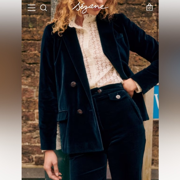 Sezane Pants - Sezane FLORENTINO TROUSERS Women's Velvet Navy Blue